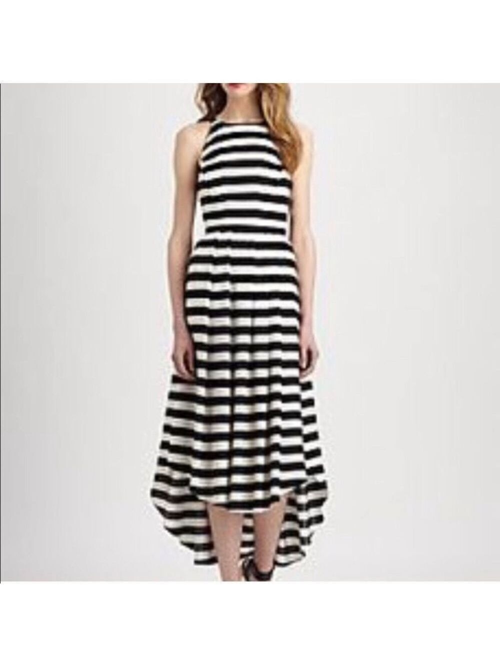 NWT Fashion Star Saks 5th Ave Hi Low Striped Dress Size 12